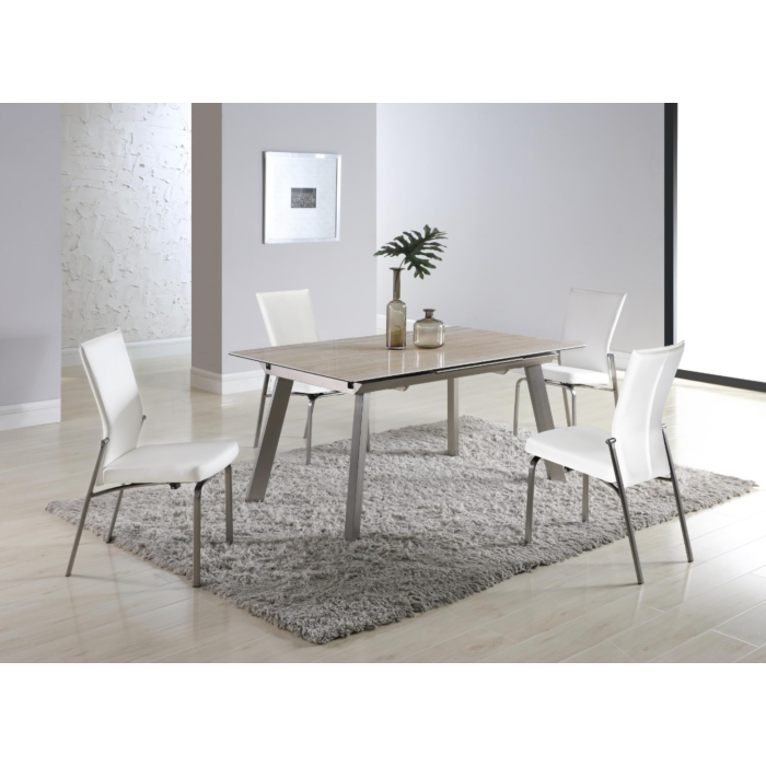 Chintaly Molly Motion Back Side Chair in White with Brushed Steel Legs Stylish and Functional Seating Solution