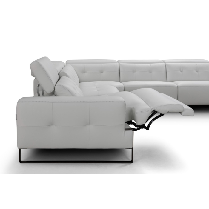 Light grey leather sectional with online recliners