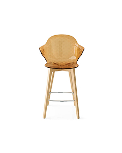 Calligaris Saint Tropez CS-1881 stool with polycarbonate seat shell and wooden base | Made to Order