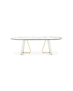 Calligaris Sunshine 4128-FE250 modern table with oval top and metal base | Made to Order