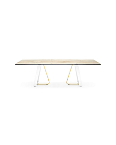 Calligaris Sunshine 4128-FR200 modern table with rectangular top and metal base | Made to Order