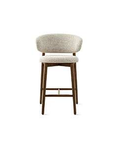 Calligaris Oleandro upholstered stool with wooden base | Quick Ship