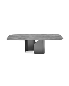 Calligaris Twins 4153-FB200 dining table with elliptical top and metal pedestal | Made to Order