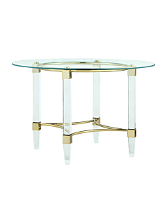Chintaly Round Glass Dining Table with Acrylic & Steel Base with Golden Accents
