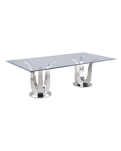 Chintaly Contemporary Rectangular Glass Dining Table