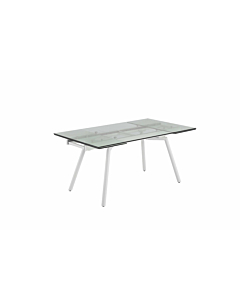 Chintaly ALICIA Contemporary Extendable Rectangular Clear Tempered Glass Dining Table