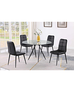 Chintaly Beatriz Dining set with Glass Top Table and Tufted Back Side Chairs