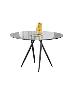 Chintaly BEATRIZ Round Glass Top Dining Table with Crisscross Four-legged Steel Base