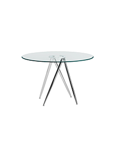 Chintaly BEATRIZ Contemporary 47" Round Glass Table with Tapered Base