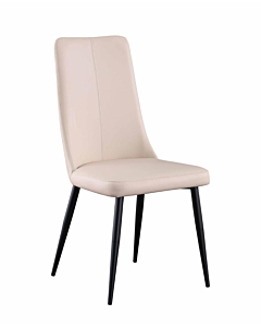 Chintaly Bridget Modern Contour Back Side Chair with Steel Legs, Beige