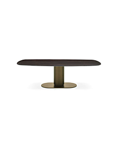 Calligaris Cameo 4124-FS250 modern table with a non-extending wooden elliptical top | Made to Order