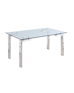 Chintaly CRISTINA Contemporary Glass Top Dining Table with Steel Base