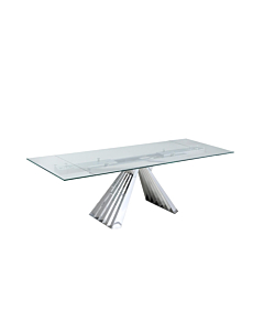 Chintaly DOMINIQUE-DT Contemporary Extendable Glass Dining Table with Flare Pyramid Base