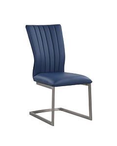 Chintaly Eileen Contemporary Channel Back Cantilever Side Chair, Blue