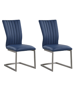 Chintaly Eileen Contemporary Channel Back Cantilever Side Chair, Blue