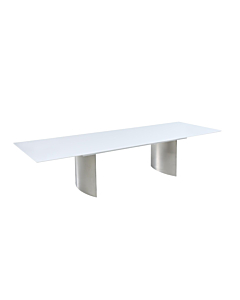 Chintaly GLENDA-DT Contemporary White Gloss & Steel Dining Table