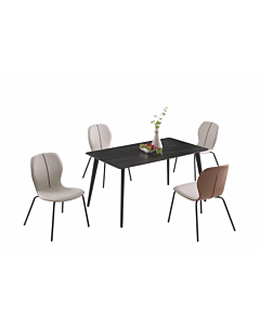 Chintaly Hannah Contemporary Dining Room Set with Sintered Stone Table & 2-Tone Chairs