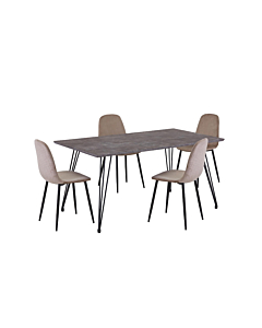 Chintaly HEATHER Contemporary Dining Set with Laminated Wooden Top & 4 Chairs