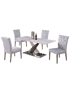 Chintaly Jennifer Dining Room Set with Sintered Stone Table & 4 Kerry Tufted Chairs