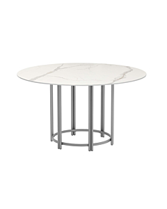 Chintaly Kamila Contemporary Marbleized Sintered Stone Top Dining Table with Steel Base