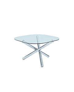 Chintaly Leatrice Contemporary Square Round Glass Top Table