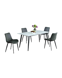 Chintaly Mary Contemporary Dining Set with Sintered Stone Top & 4 Chairs