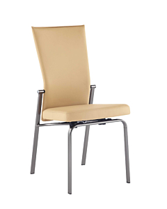 Chintaly Molly Motion Back Side Chair, Beige with Brushed Steel Legs