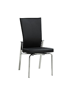 Chintaly Molly Motion Back Side Chair, Black with Chrome Legs