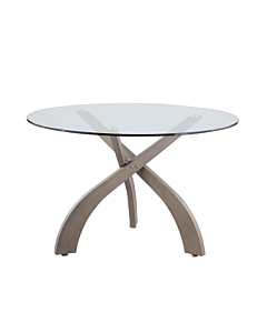 Chintaly Peggy Round Glass Top Dining Table with Solid Wood Base