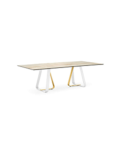 Calligaris Sunshine 4128-FR250 modern table with rectangular top and metal base | Made to Order