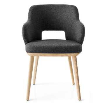 Calligaris Foyer CS-2000 Upholstered Open-Back Armchair with Wooden Base | Made to Order