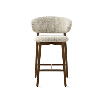 Calligaris Oleandro upholstered stool with wooden base | Quick Ship