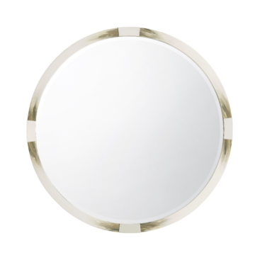 Theodore Alexander Cutting Edge Round Mirror, Longhorn White