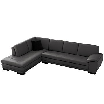 625 Leather Sectional | Gray, Left Facing Chaise