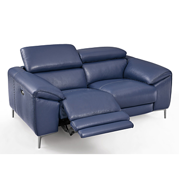 Lucca Leather Loveseat with Power Recliners | Creative Furniture-Denim Blue HTL