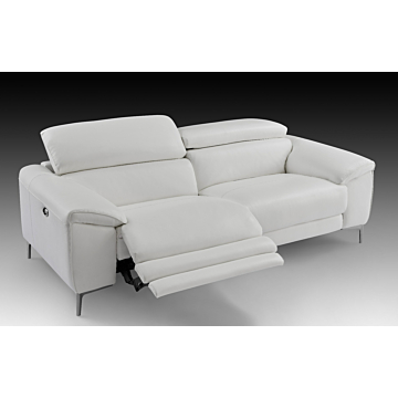 Lucca Leather Sofa with Power Recliners | Creative Furniture-Snow White Leather HTL