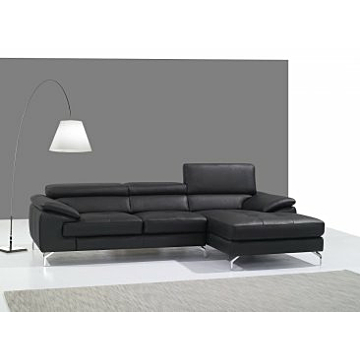 A973b Premium Leather Sectional-Left Facing Chaise-Black