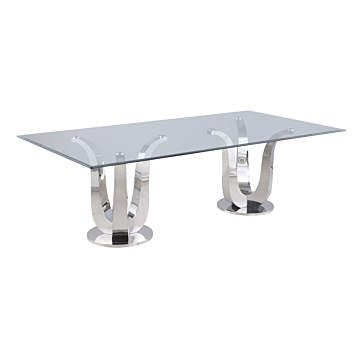 Chintaly Contemporary Rectangular Glass Dining Table