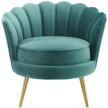 Modway Admire Scalloped Edge Performance Velvet Accent Armchair-Teal
