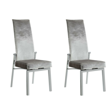 Chintaly Anabel Contemporary Motion Back Side Chair with Chrome Frame, Gray