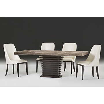 Ark Dining Table with Glam Travertine Finished Top.