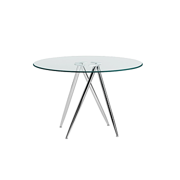 Chintaly BEATRIZ Contemporary 47" Round Glass Table with Tapered Base