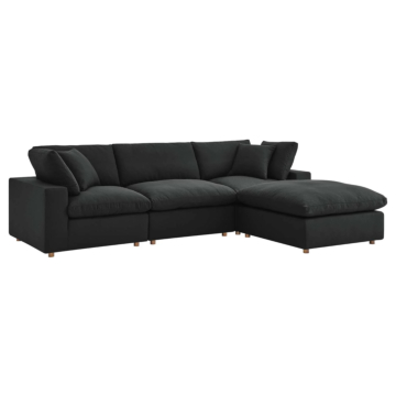Modway Commix Down Filled Overstuffed 4 Piece Sectional Sofa Set-Black