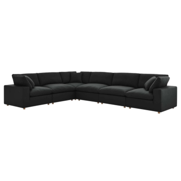 Modway Commix Down Filled Overstuffed 6 Piece Sectional Sofa Set-Black