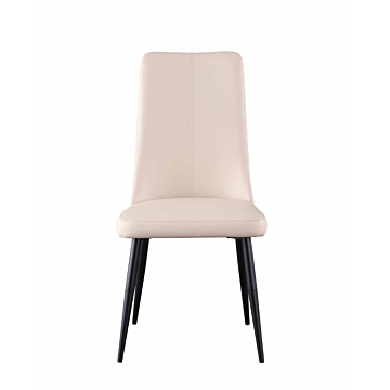 Chintaly Bridge Modern Contour Back Side Chair with Steel Legs, Beige