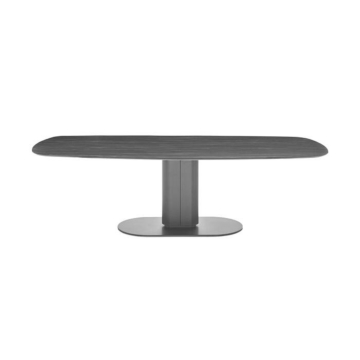 Calligaris Cameo 4124-FS200 modern table with a non-extending wooden elliptical top | Made to Order