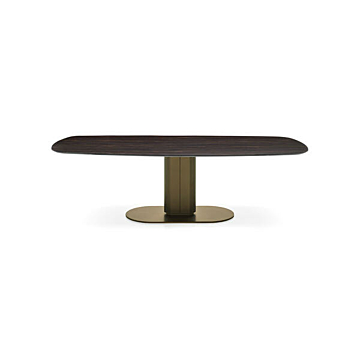 Calligaris Cameo 4124-FS250 modern table with a non-extending wooden elliptical top | Made to Order