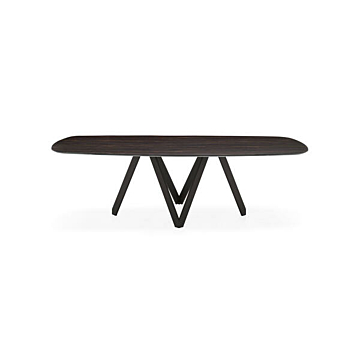 Calligaris Cartesio 4092-FS200 modern table with elliptical wooden top