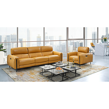Charm Leather Living Room Set, Sofa and Armchair | Creative Furniture-CR-Honey Yellow Leather