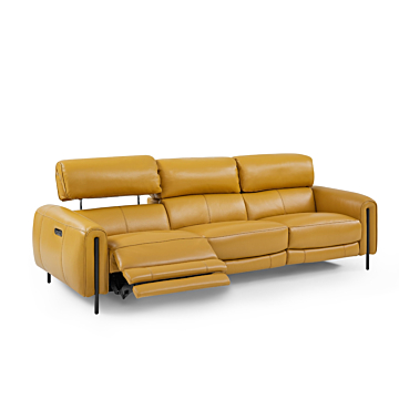 Charm Leather Sofa with Two Recliners | Creative Furniture-CR-Honey Yellow Leather